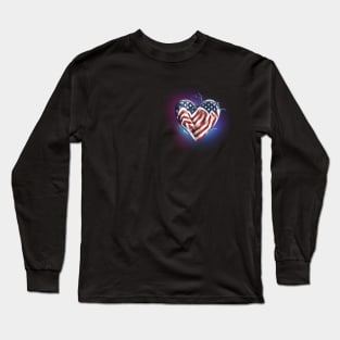 4th of July -USA Heart Flag Pocket Long Sleeve T-Shirt